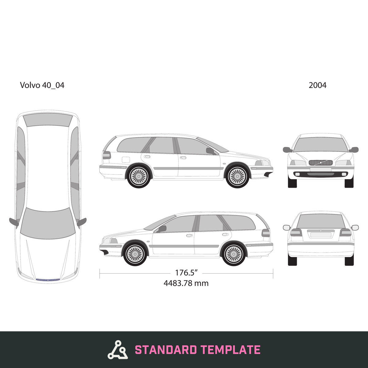 2004 Volvo 40 vector wrap template V04, Design-Ready PDF - GravBase