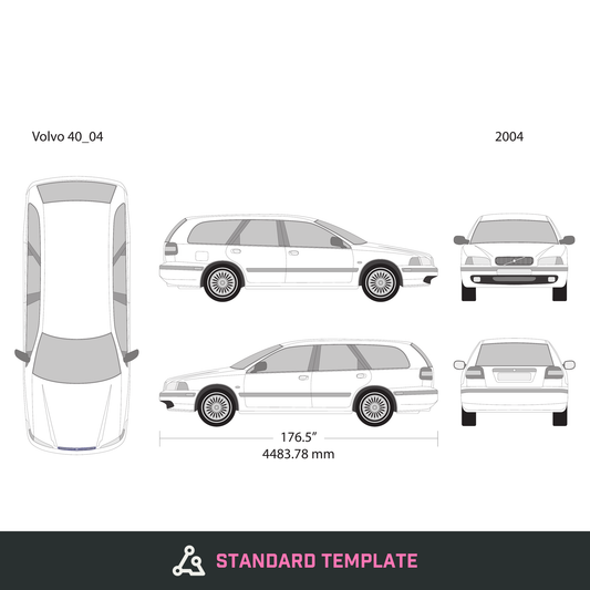 2004 Volvo 40 vector wrap template V04, Design-Ready PDF - GravBase