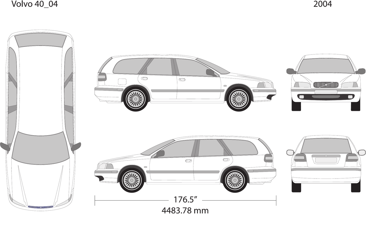 2004 Volvo 40 vector wrap template V04, Design-Ready PDF - GravBase