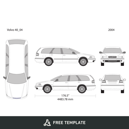 2004 Volvo 40 free vector vehicle wrap template - GravBase