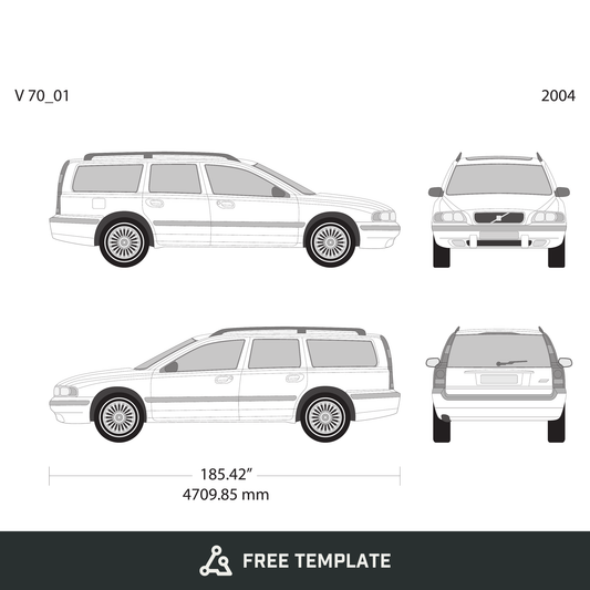 2004 Volvo 70 free vector vehicle wrap template - GravBase