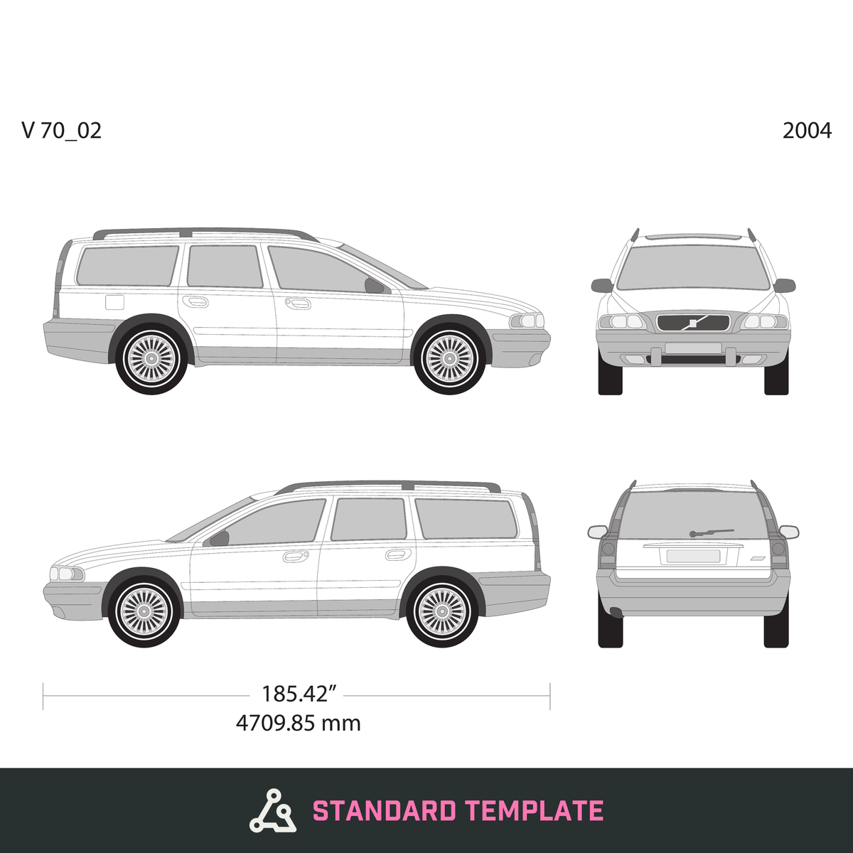 2004 Volvo 70 vector wrap template V02, Design-Ready PDF - GravBase