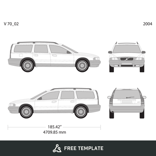 2004 Volvo 70 free vector vehicle wrap template - GravBase