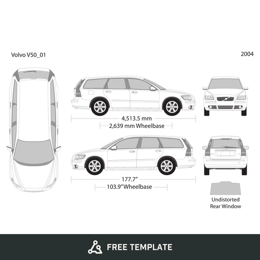 2004 Volvo V50 free vector vehicle wrap template - GravBase