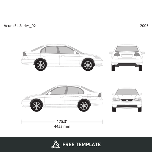 2005 Acura EL free vector vehicle wrap template - GravBase