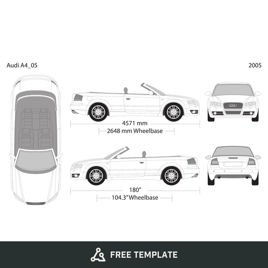 2005 Audi A4 free vector vehicle wrap template - GravBase