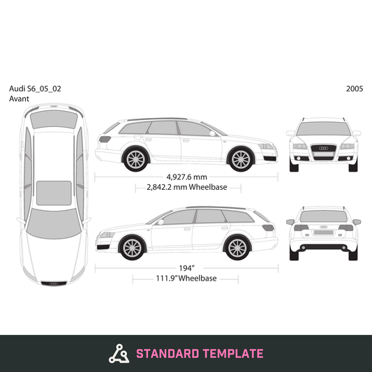 2005 Audi S6 vector wrap template, Design-Ready PDF - GravBase