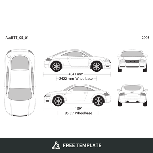 2005 Audi TT free vector vehicle wrap template - GravBase