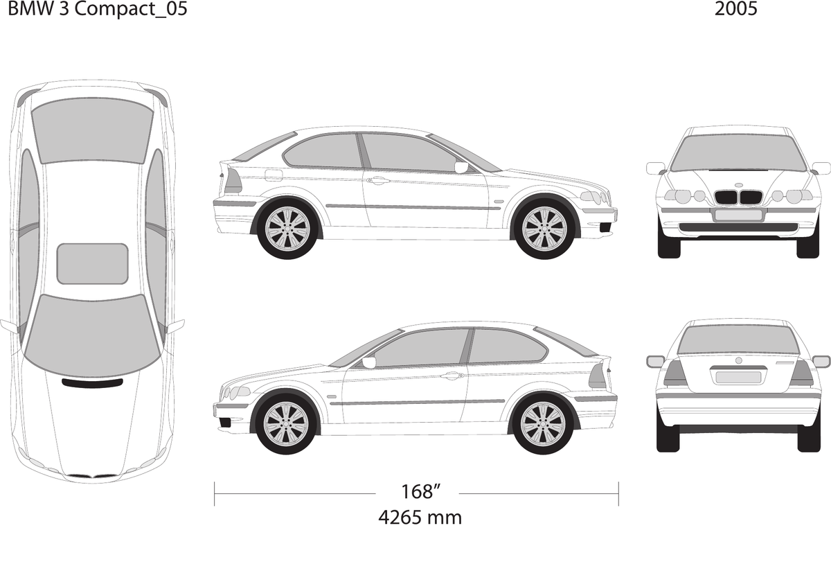 2005 BMW 3 vector wrap template V05, Design-Ready PDF - GravBase