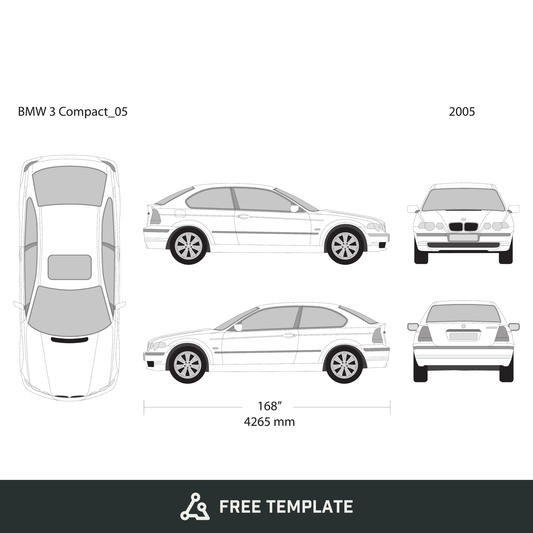 2005 BMW 3 free vector vehicle wrap template - GravBase