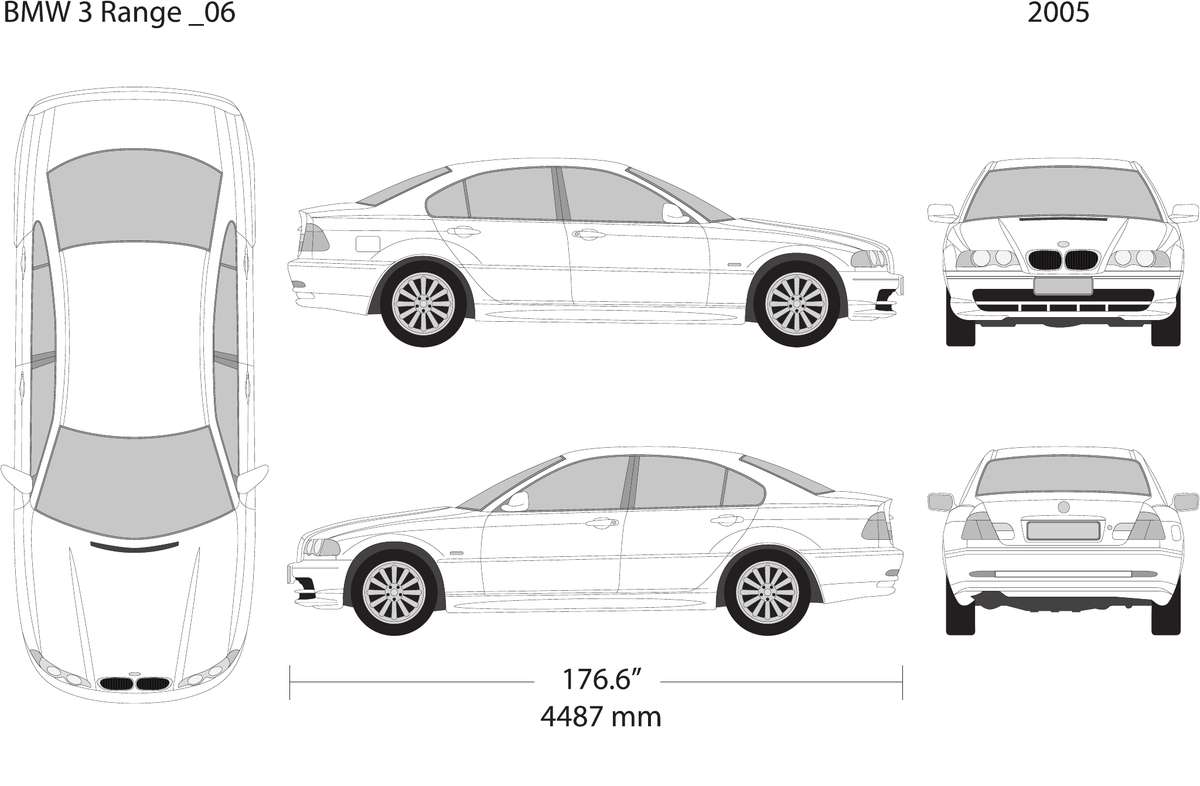 2005 BMW 3 vector wrap template V06, Design-Ready PDF - GravBase