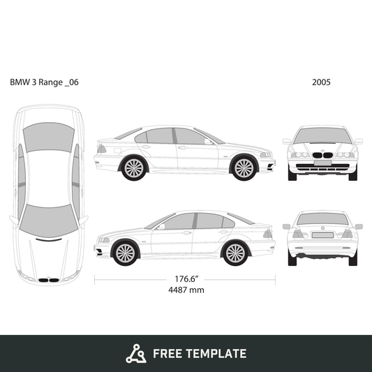 2005 BMW 3 free vector vehicle wrap template - GravBase
