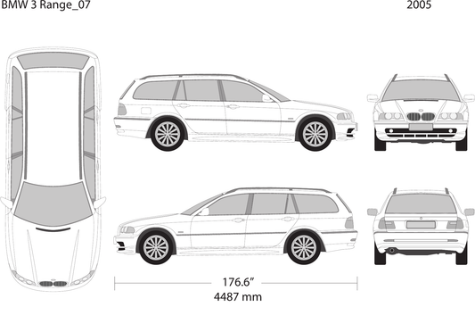 2005 BMW 3 vector wrap template V07, Design-Ready PDF - GravBase