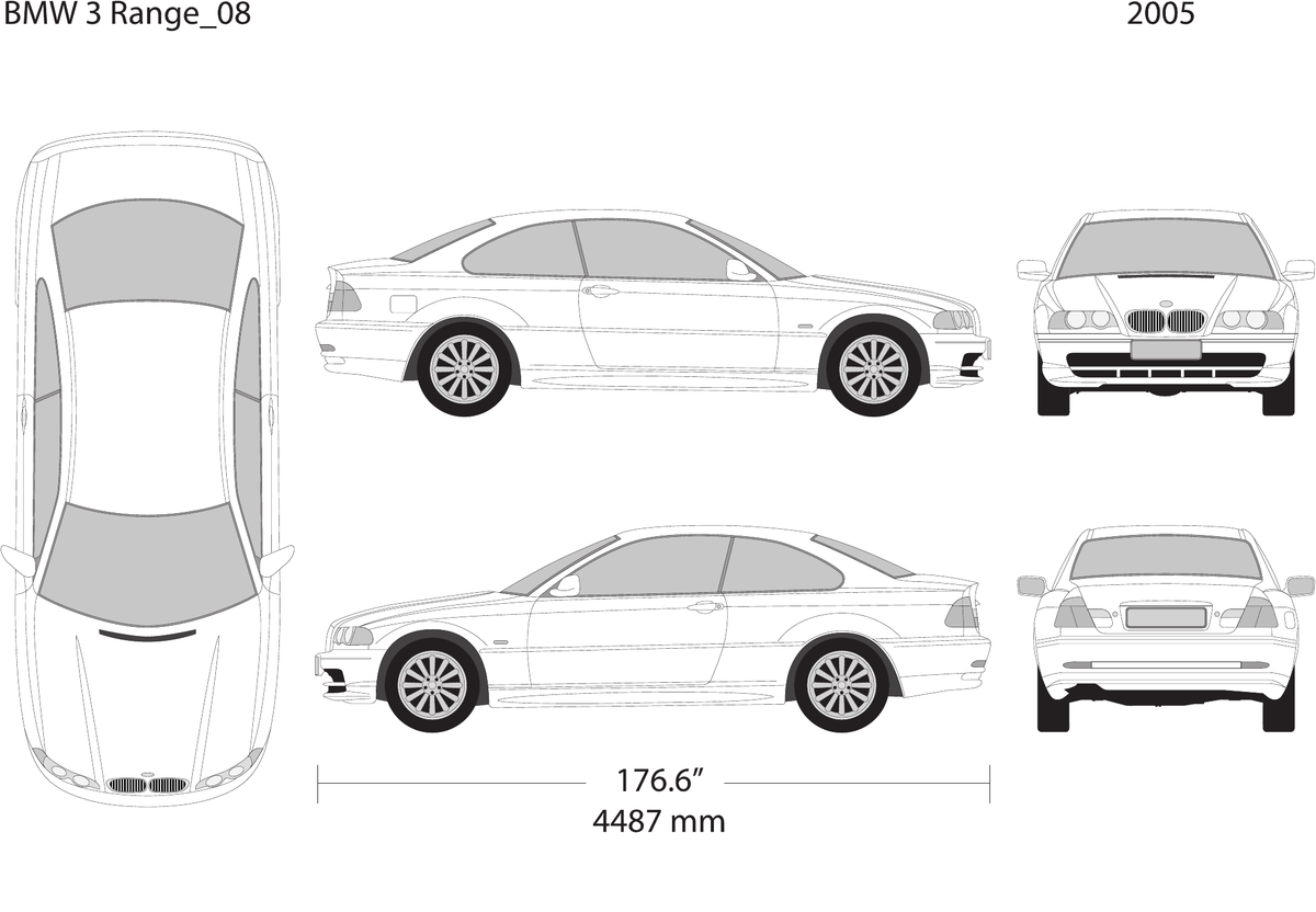 2005 BMW 3 vector wrap template V08, Design-Ready PDF - GravBase