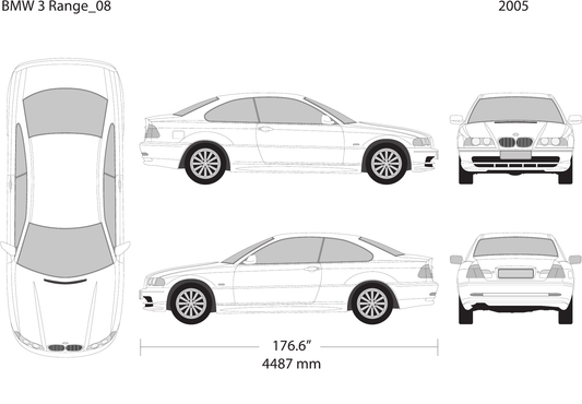 2005 BMW 3 vector wrap template V08, Design-Ready PDF - GravBase
