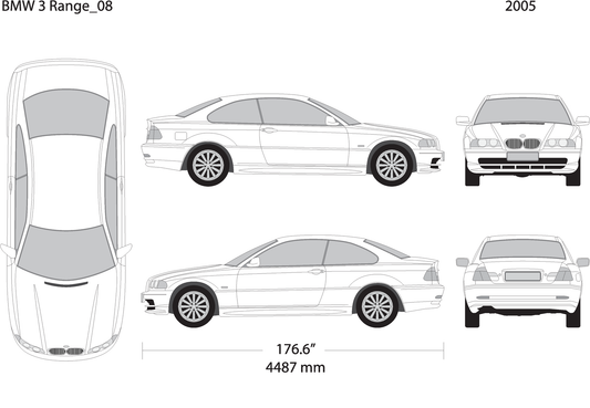 2005 Bmw 3 V08 Vehicle Wrap Template
