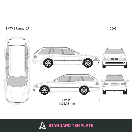 2005 BMW 5 vector wrap template V05, Design-Ready PDF - GravBase