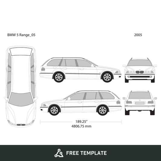 2005 BMW 5 free vector vehicle wrap template - GravBase