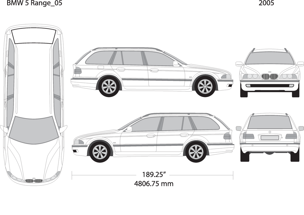 2005 Bmw 5 V05 Vehicle Wrap Template