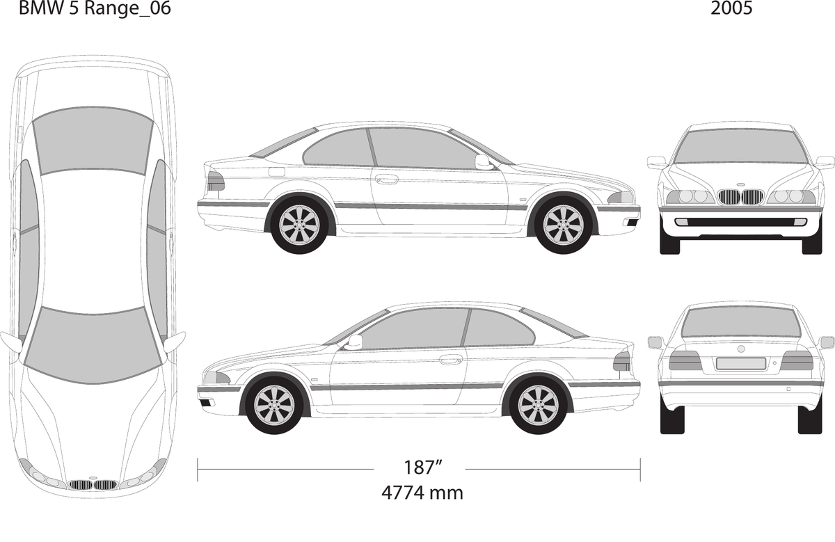 2005 BMW 5 vector wrap template V06, Design-Ready PDF - GravBase