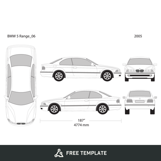 2005 BMW 5 free vector vehicle wrap template - GravBase