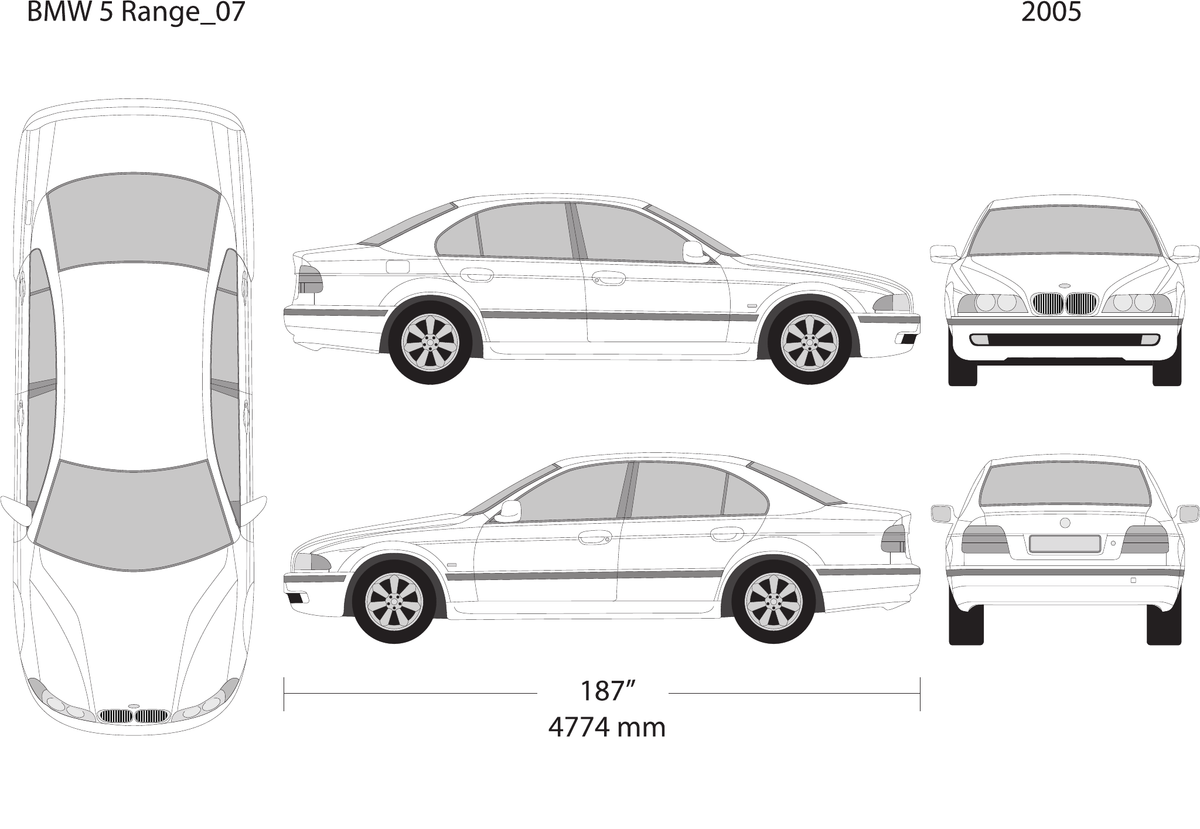 2005 BMW 5 vector wrap template V07, Design-Ready PDF - GravBase