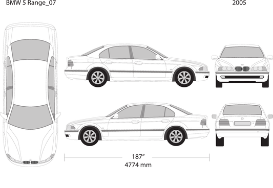 2005 BMW 5 vector wrap template V07, Design-Ready PDF - GravBase