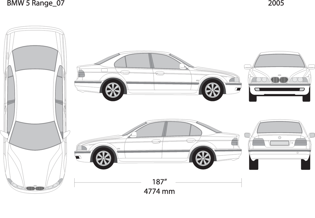2005 Bmw 5 V07 Vehicle Wrap Template