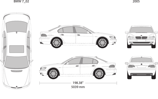 2005 BMW 7 vector wrap template, Design-Ready PDF - GravBase