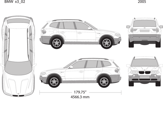 2005 BMW X3 vector wrap template, Design-Ready PDF - GravBase