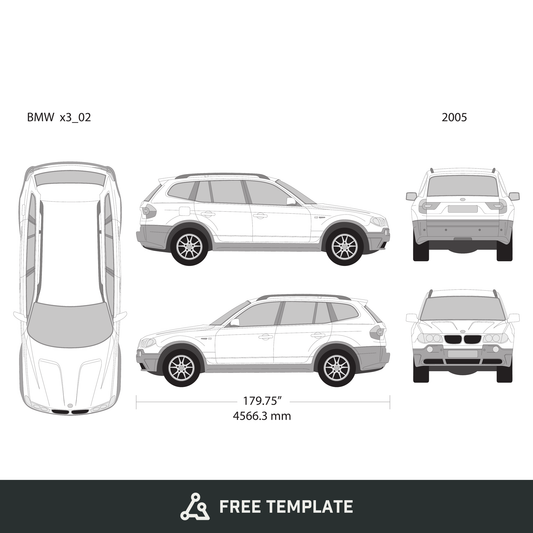 2005 BMW X3 free vector vehicle wrap template - GravBase