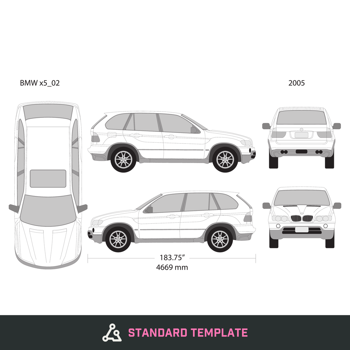 2005 BMW X5 vector wrap template, Design-Ready PDF - GravBase