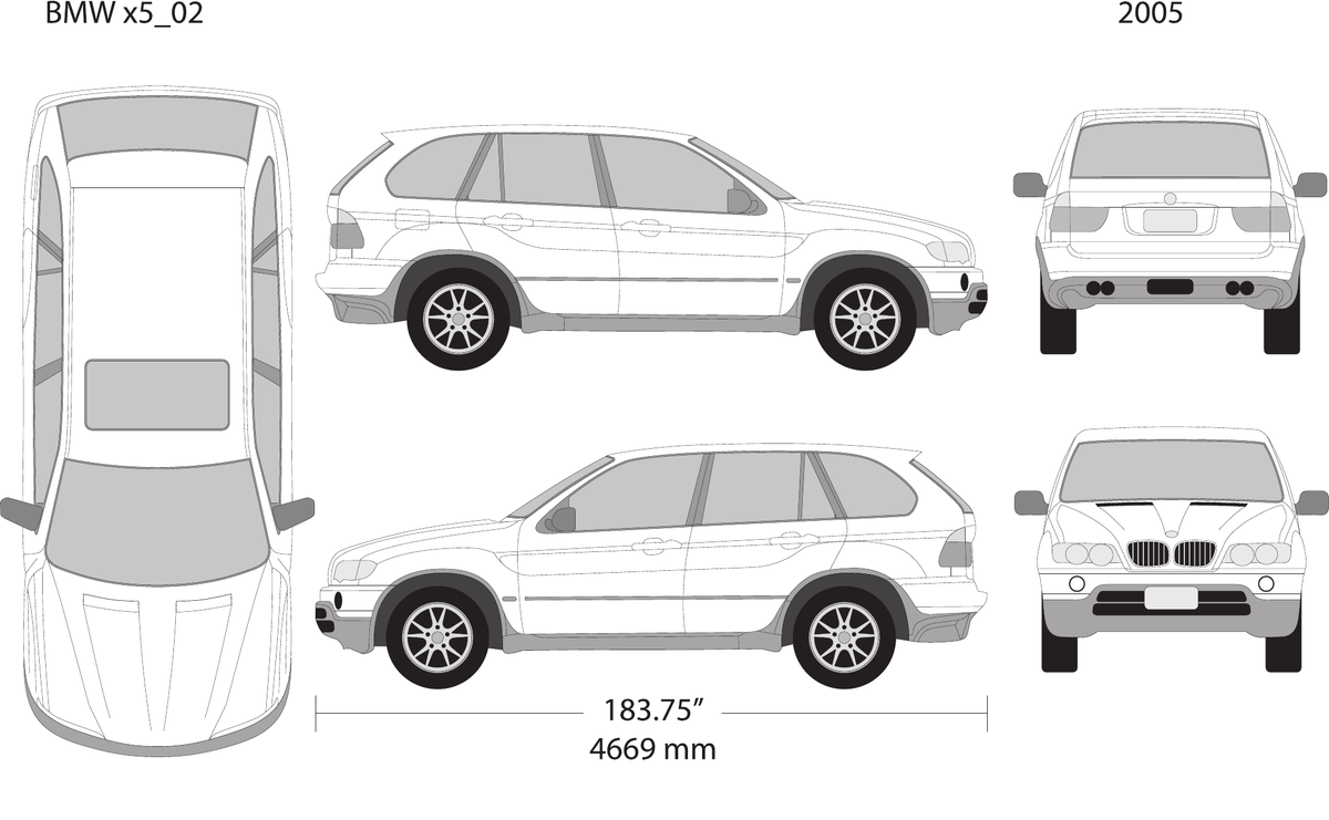 2005 BMW X5 vector wrap template, Design-Ready PDF - GravBase