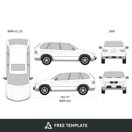 2005 BMW X5 free vector vehicle wrap template - GravBase