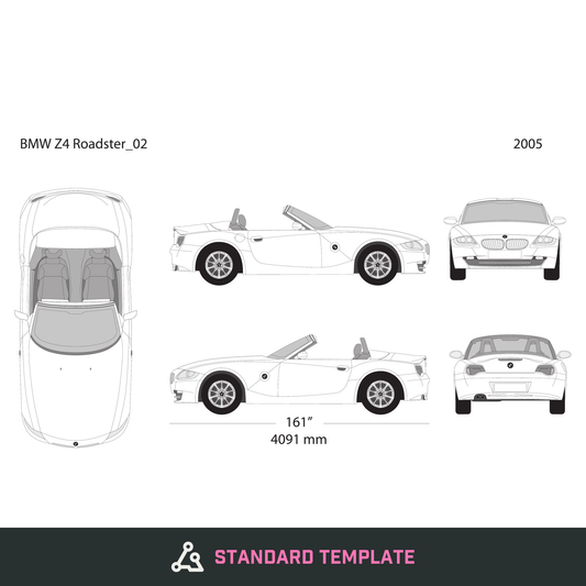 2005 BMW Z4 vector wrap template, Design-Ready PDF - GravBase