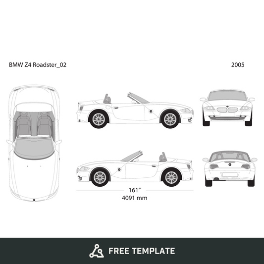 2005 BMW Z4 free vector vehicle wrap template - GravBase