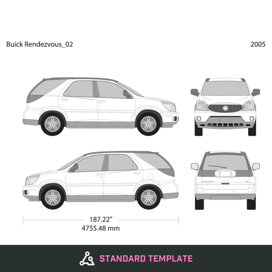 2005 Buick Rendezvous vector wrap template, Design-Ready PDF - GravBase