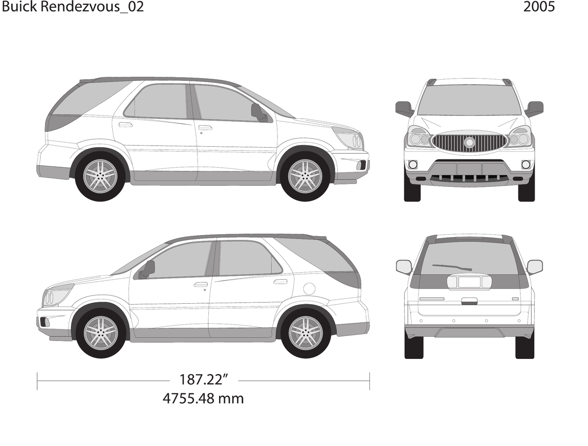 2005 Buick Rendezvous vector wrap template, Design-Ready PDF - GravBase