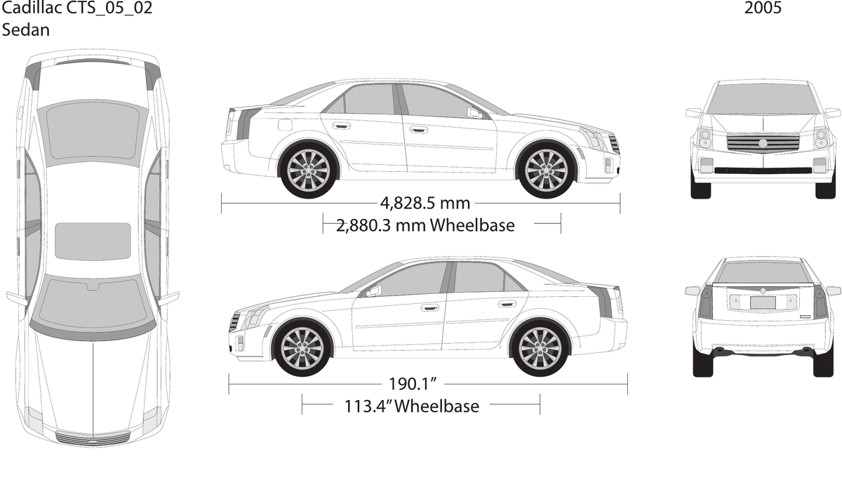 2005 Cadillac CTS vector wrap template, Design-Ready PDF - GravBase