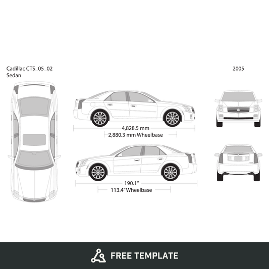 2005 Cadillac CTS free vector vehicle wrap template - GravBase