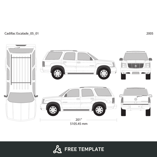 2005 Cadillac Escalade free vector vehicle wrap template - GravBase