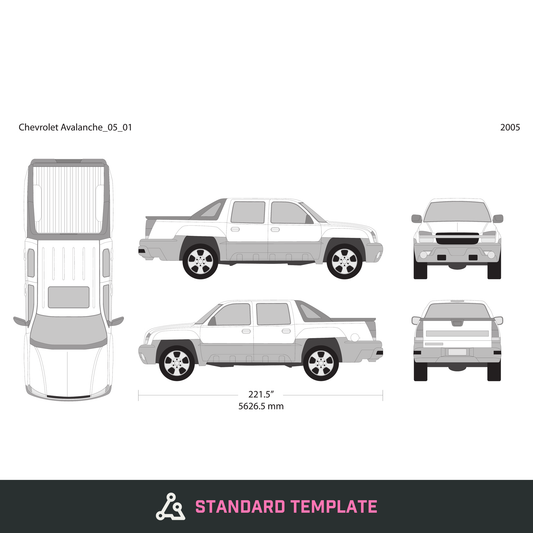 2005 Chevy Avalanche vector wrap template, Design-Ready PDF - GravBase