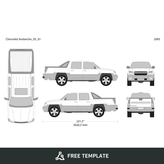 2005 Chevy Avalanche free vector vehicle wrap template - GravBase