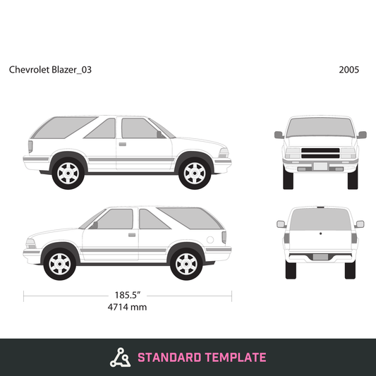 2005 Chevy Blazer vector wrap template V03, Design-Ready PDF - GravBase