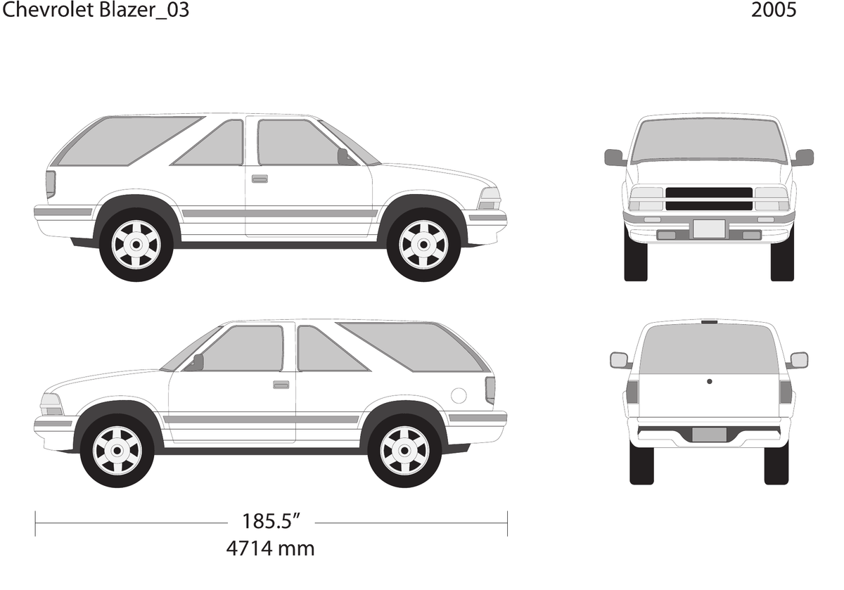 2005 Chevy Blazer vector wrap template V03, Design-Ready PDF - GravBase