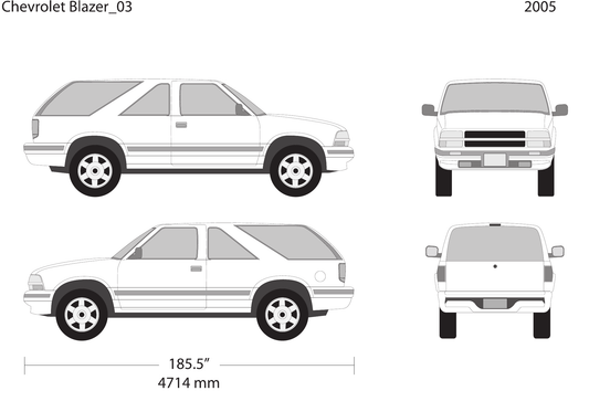 2005 Chevy Blazer vector wrap template V03, Design-Ready PDF - GravBase