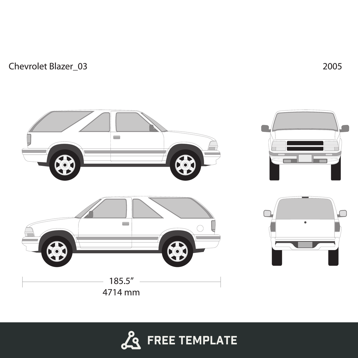 2005 Chevy Blazer free vector vehicle wrap template - GravBase