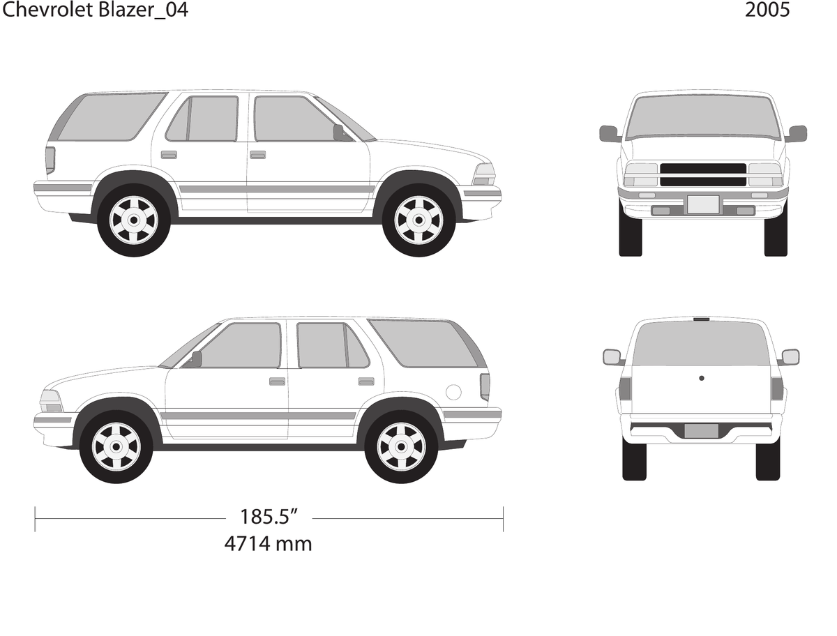 2005 Chevy Blazer vector wrap template V04, Design-Ready PDF - GravBase