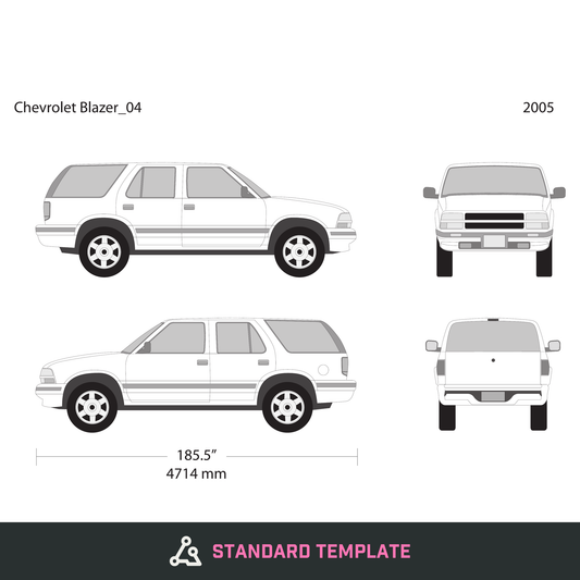 2005 Chevy Blazer vector wrap template V04, Design-Ready PDF - GravBase