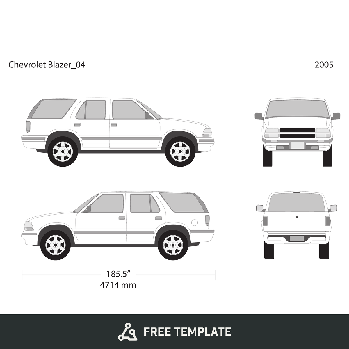 2005 Chevy Blazer free vector vehicle wrap template - GravBase